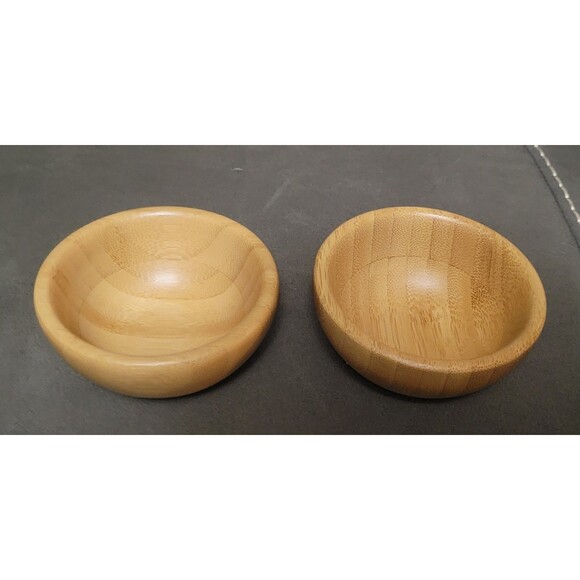 Pampered Chef Bamboo Petite Snack Bowls Kids Adult Treat Bowls Set of 2 - Picture 1 of 4